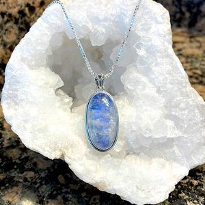Sterling Silver Genuine Blue Rainbow Moonstone Pendant. Retail 168.00 NWT